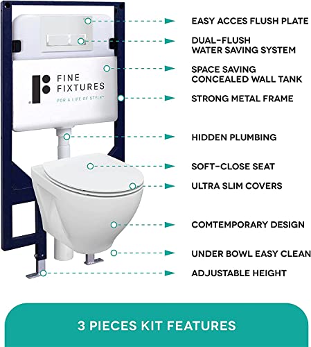 Space-Saving In-Wall Toilet with Soft-Close Seat and Wall-Hung Tank